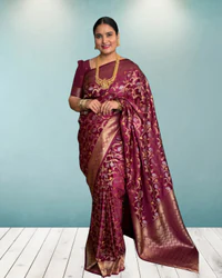 Banarasi Crepe Satin (Jal Pattern with Meena) thumbnail 1