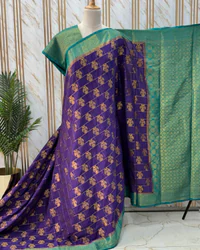Semi Mysore Crepe (Gandabherunda Motifs Checks) thumbnail 2