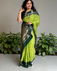 Semi Mysore Crepe (Temple Border & Grand Pallu) thumbnail 2