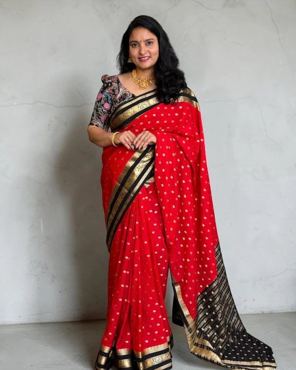Semi Mysore Crepe (Motifs, Elephant and Mayuri Bentex Border)