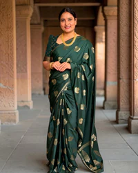 Semi Mysore Crepe (Small Border, Flower Motifs) thumbnail 1