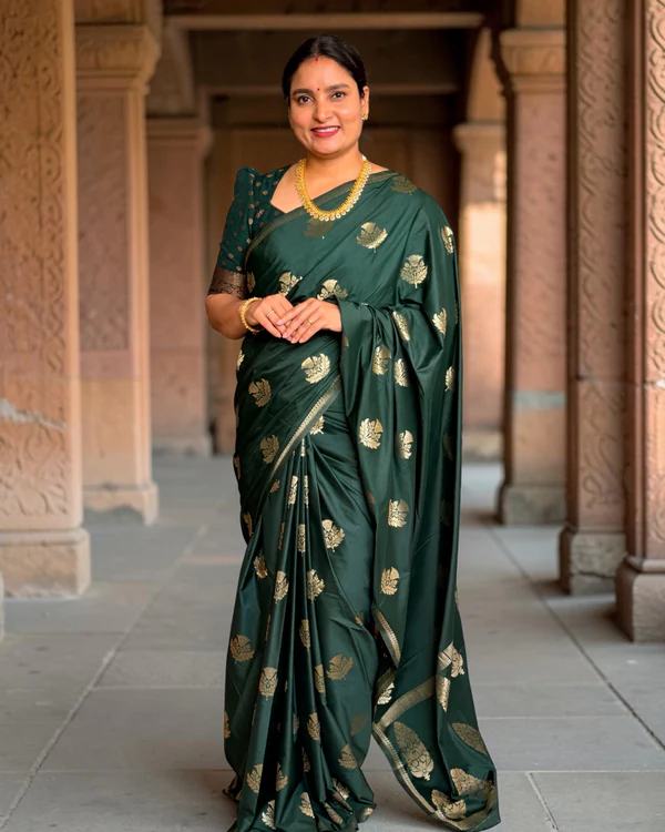 Semi Mysore Crepe (Small Border, Flower Motifs)