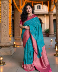 Banarasi Khadi Georgette (Motifs and Floral Border) thumbnail 1