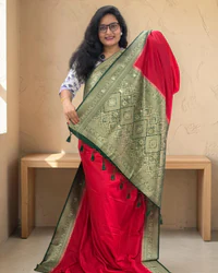 Banarasi Dola Saree (Floral Border, Rich Pallu D3) thumbnail 1