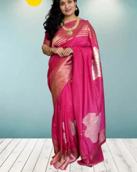 Pure Viscose Saree (Fancy, Shiny Flowers) thumbnail 1