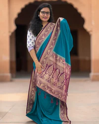 Banarasi Dola Saree (Floral Border, Rich Pallu D1) thumbnail 1