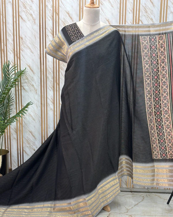 Semi Mysore Crepe (Printed Pallu and Blouse)