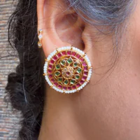 Earrings (Jadau Kemp Stone Chakravyuha) thumbnail 1