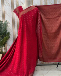 Banarasi Khadi Georgette (Motifs, Floral Deepam Border) thumbnail 3
