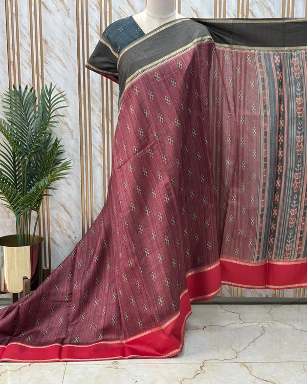 Maheshwari Silk (4 Dots Motifs, Ganga Jamuna Border)