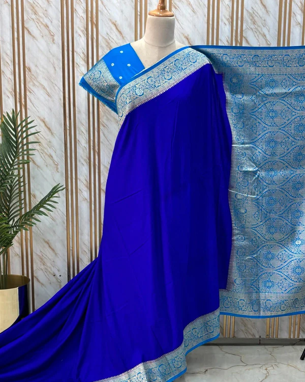 Banarasi Dola Saree (Floral Border, Rich Pallu D2)
