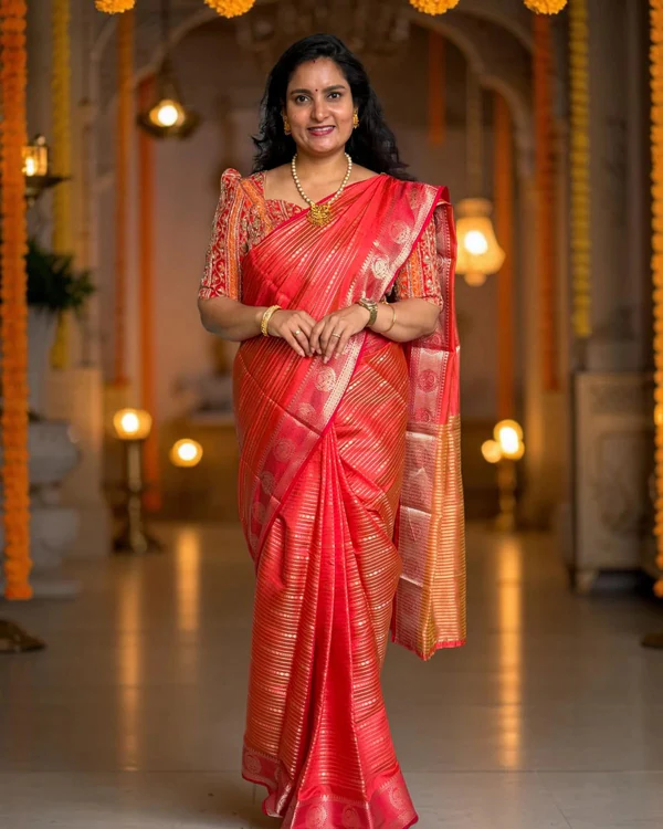Tussar Saree (Diamond Shaped Horizontal Lines)