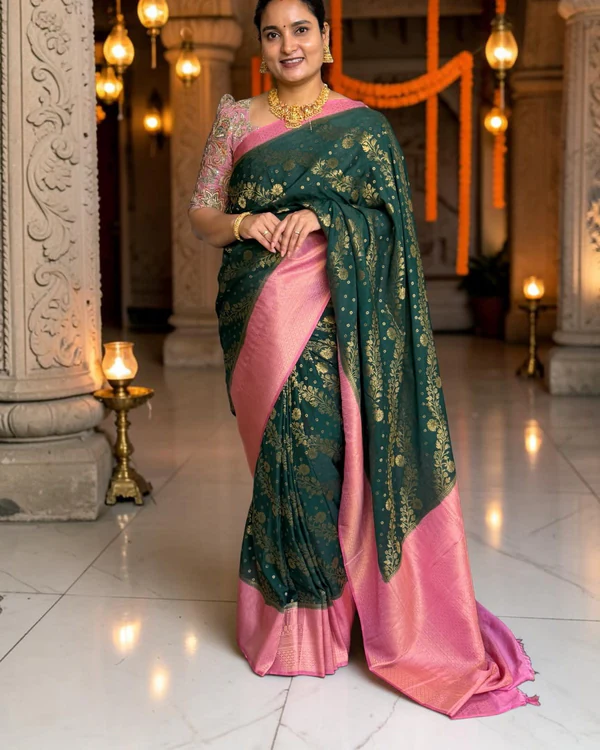 Georgette Saree (Floral Jal Body and Rich Pallu)
