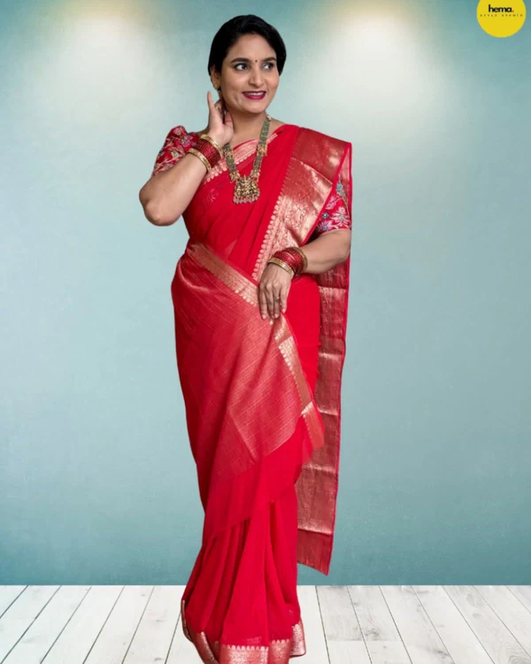 Georgette Chiffon (Floral Border)