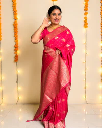 Banarasi Dola Saree (Double Leaf, Floral Grand Pallu) thumbnail 2
