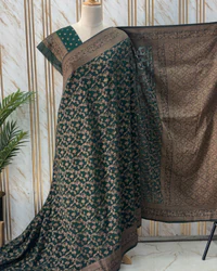 Banarasi Khadi Georgette (Premium, Jaal with Deer Border) thumbnail 3
