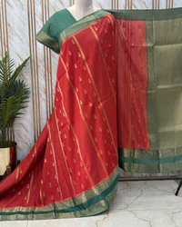 Viscose Crepe Saree (Checks and Jumka Motifs) thumbnail 3