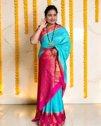 Semi Mysore Crepe (Checks, Mayuri & Elephants Bentex) thumbnail 2