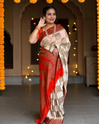 Banarasi Khadi Georgette (Square Motifs) thumbnail 2