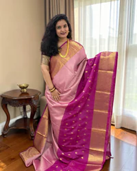 Banarasi Tissue (Baby Pink and Lotus Pink Half & Half Buttas) thumbnail 1