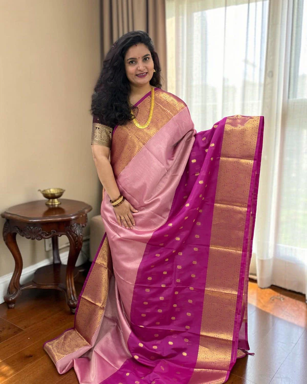 Banarasi Tissue (Baby Pink and Lotus Pink Half & Half Buttas)