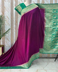 Banarasi Dola Saree (Floral Border, Rich Pallu D4) thumbnail 2