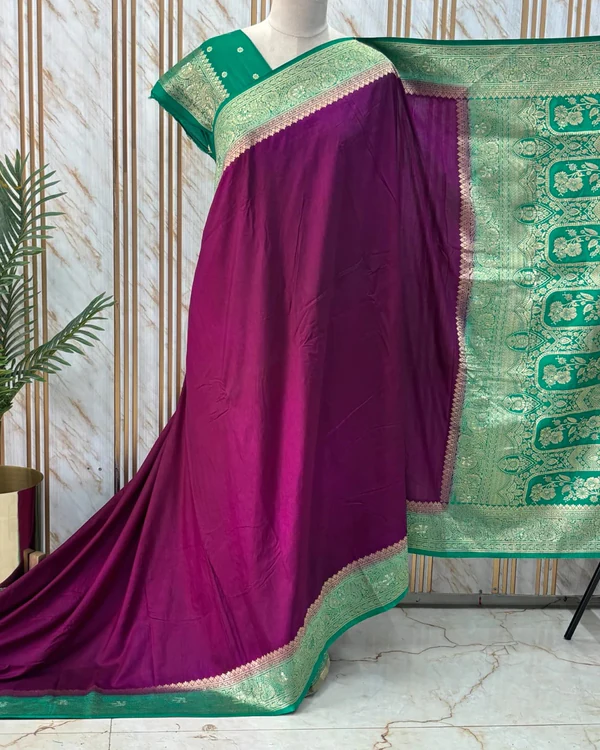 Banarasi Dola Saree (Floral Border, Rich Pallu D4)