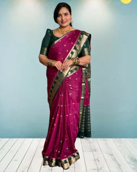 Semi Mysore Crepe (Elephant and Mayuri Border) thumbnail 1