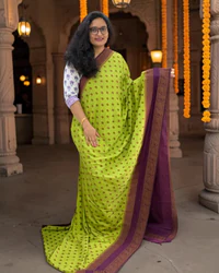 Banarasi Khadi Georgette (Motifs, Peacock & Mango Bentex) thumbnail 1