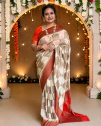Banarasi Khadi Georgette (Square Motifs) thumbnail 1
