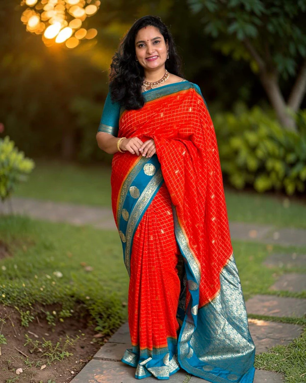 Georgette (Checks & Mayuri Border)