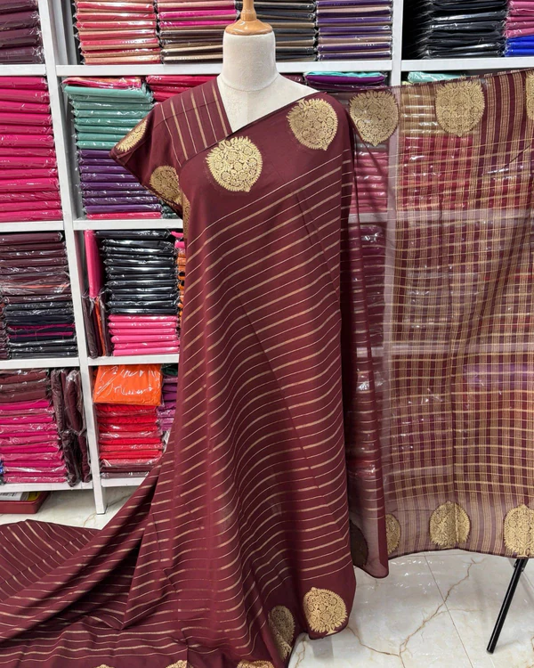 Georgette Chiffon (Borderless, Big Leaf Motifs Border)