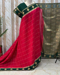 Semi Mysore Crepe (Big Checks, Grand Pallu) thumbnail 3