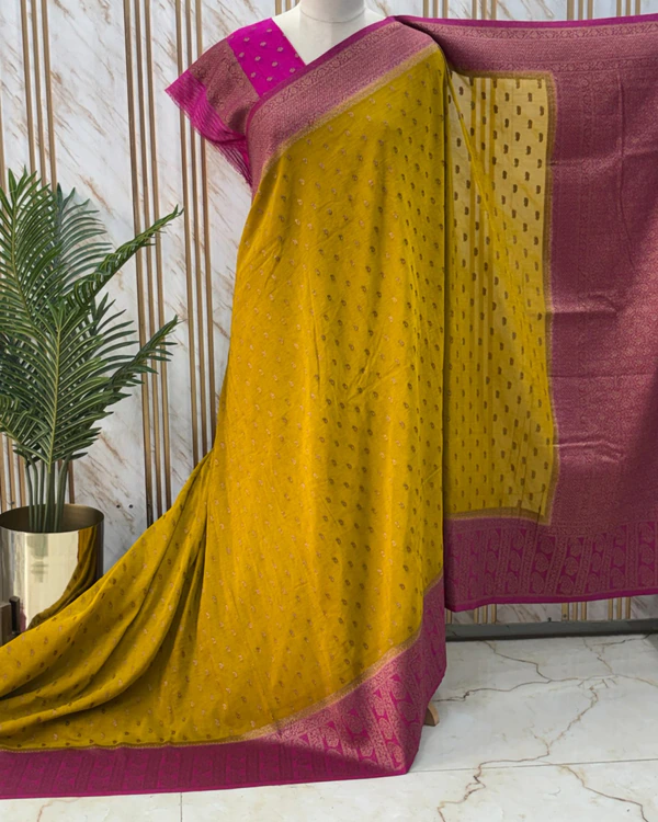 Banarasi Khadi Georgette (Triple Mango Border)