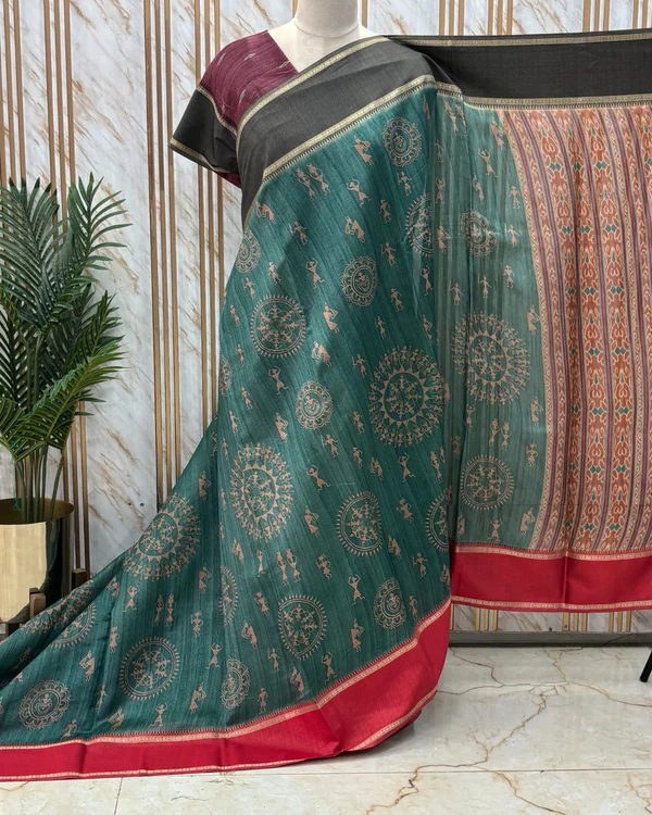 Maheshwari Silk (Warli Art, Ganga Jamuna Border)