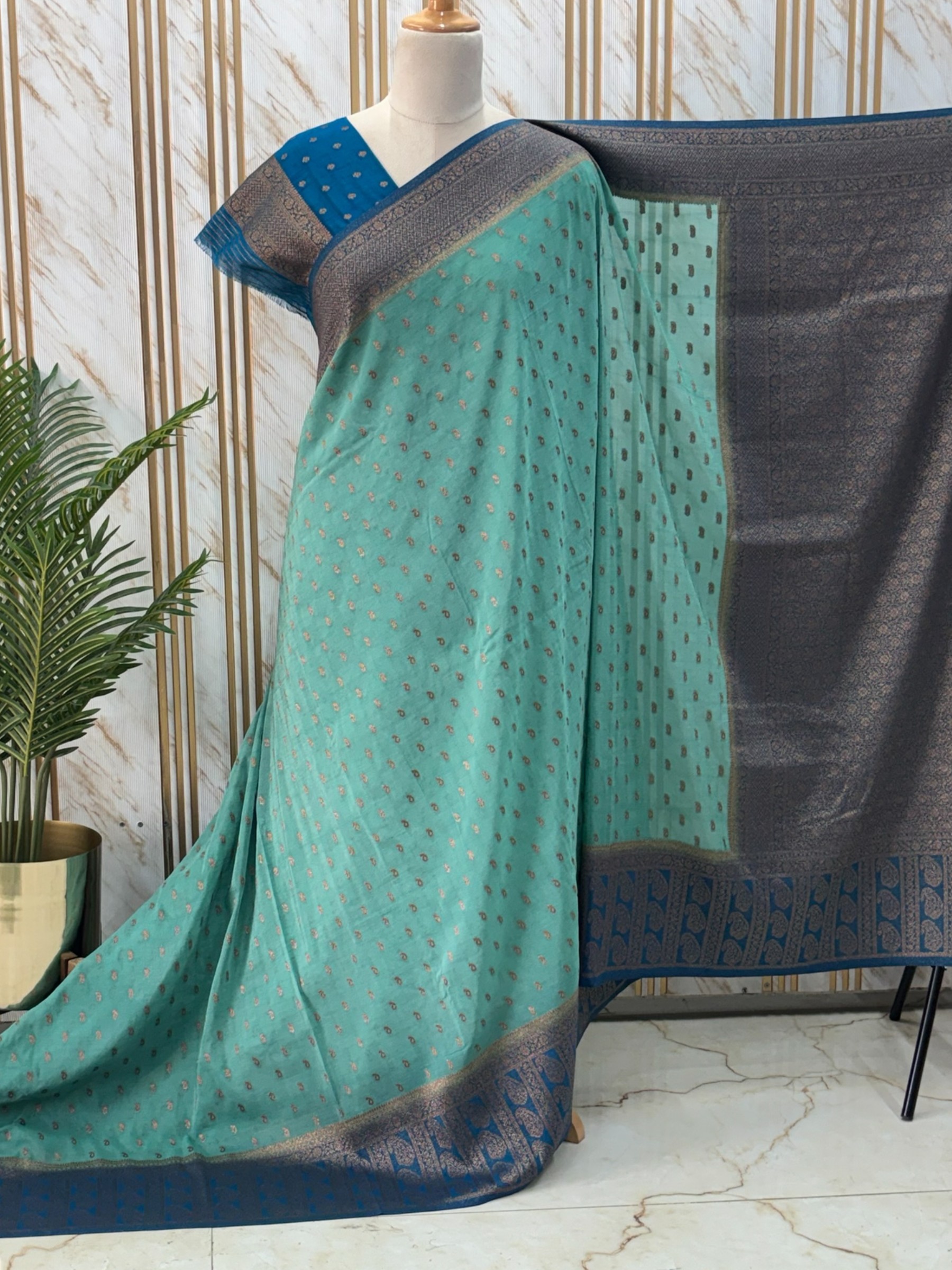 Banarasi Khadi Georgette (Triple Mango Border) · Hema Style Studio